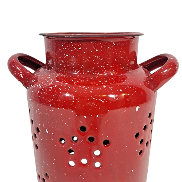 Red Speckled Metal Candle Flame Topper With Handles Camping Outdoor - Picture 2 of 12